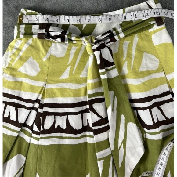 Talbots Petites 2 Pleated Native Batik Flare Skirt Tie Belt Boho Skater Lined - Picture 7 of 13